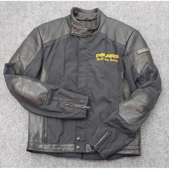 Polaris leather Motorcycle Jacket Mens Large Black Hein Gericke Biker Moto - Picture 3 of 16